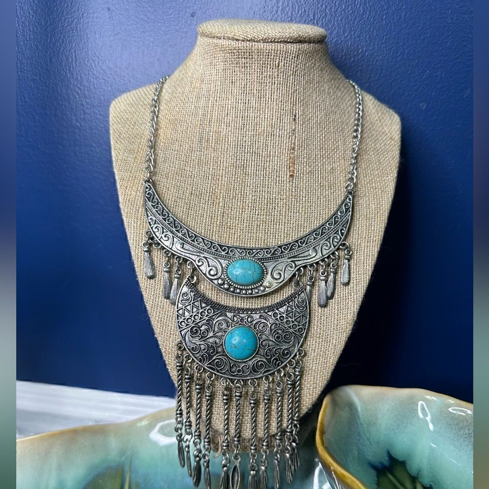 Bohemian Silver/Turquoise (Tribal style) Necklace